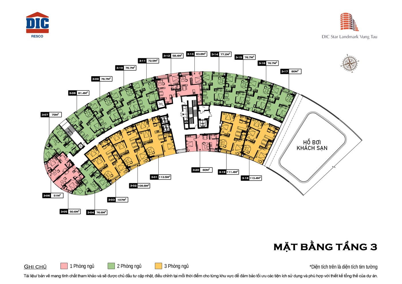 Mặt bằng tầng 3 DIC Star Landmark